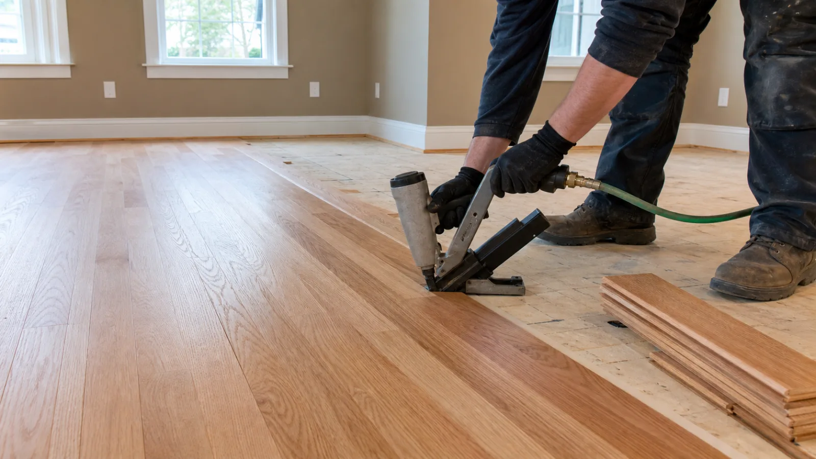 Representative view of solid hardwood flooring installation in a Northern Virginia home