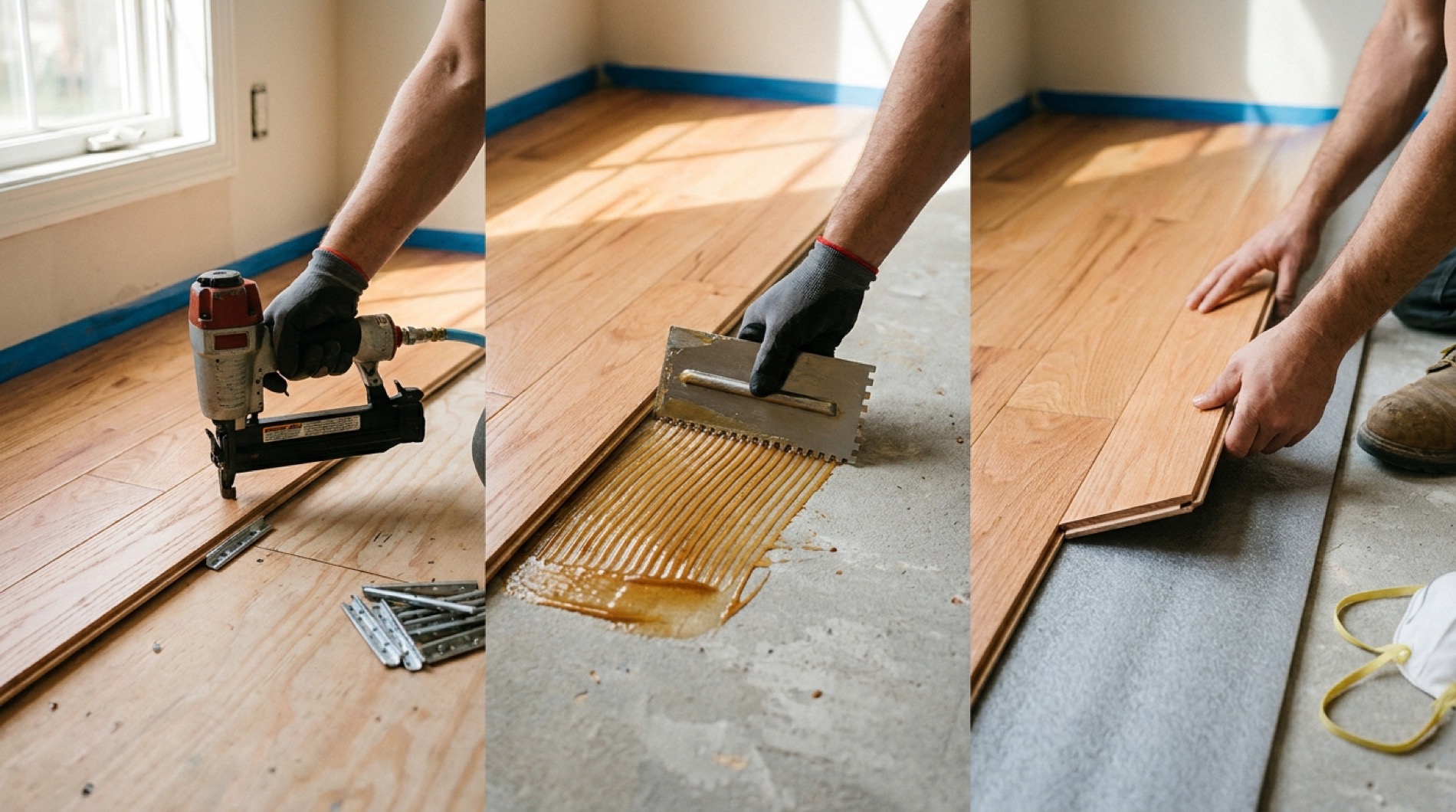 Nail Down vs Glue Down vs Floating Hardwood Floors (DMV, 2026)